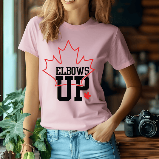Ink and Charms Designs Sweatshirt T-shirt / White / S "ELBOWS UP" Apparel Collection: Wear Your Canadian Pride with Strength!