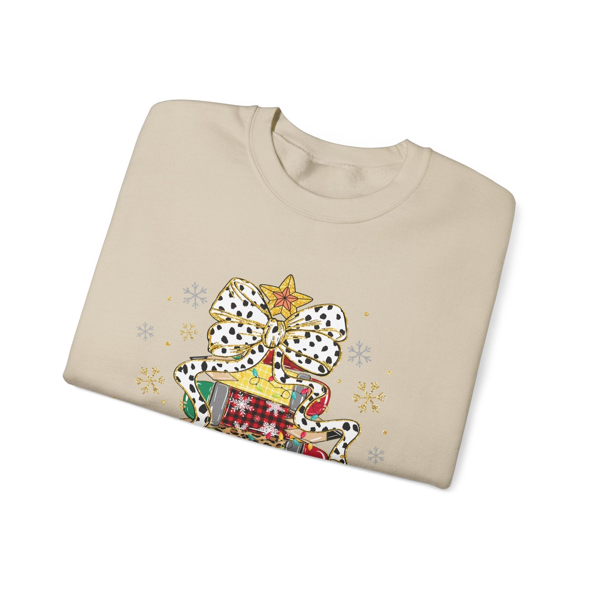 Ink and Charms Designs Sweatshirt Teacher Christmas Crewneck Sweatshirt - Christmas Tree and Pencils Design