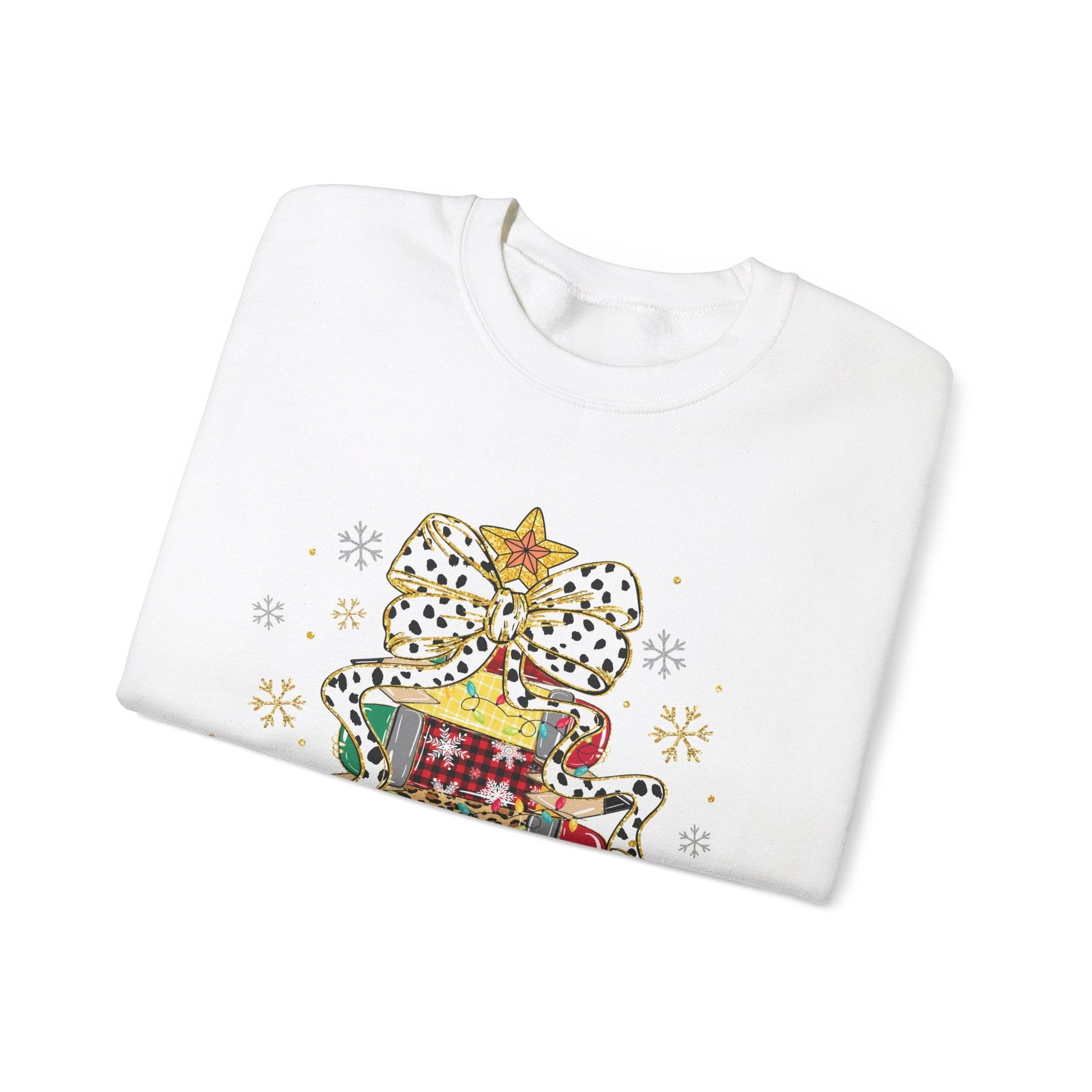 Ink and Charms Designs Sweatshirt Teacher Christmas Crewneck Sweatshirt - Christmas Tree and Pencils Design