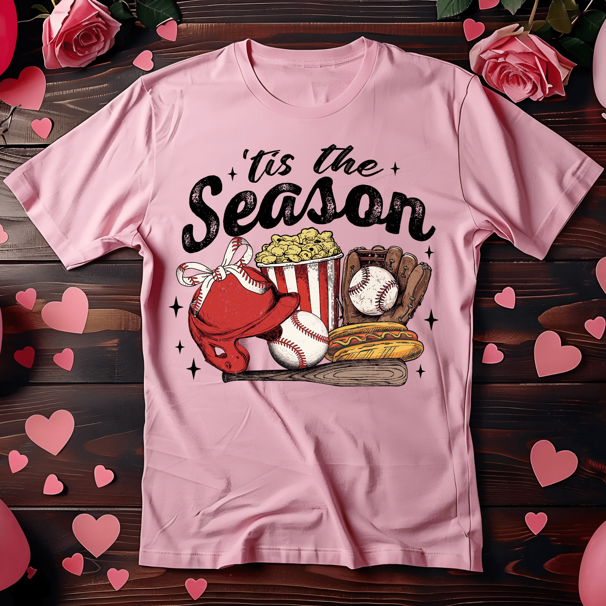 Ink and Charms Designs T-Shirt Baseball Season Hoodie - Game Day Snacks & Sports Design