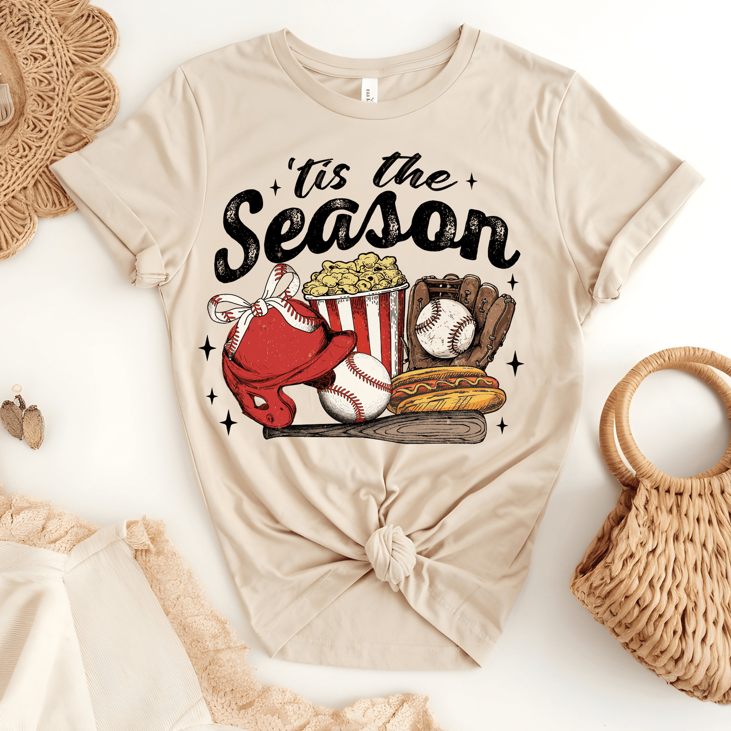 Ink and Charms Designs T-Shirt Baseball Season Hoodie - Game Day Snacks & Sports Design