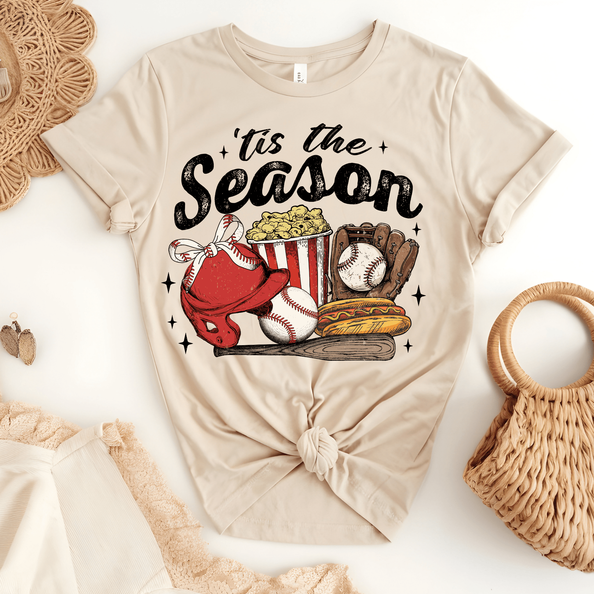 Ink and Charms Designs T-Shirt Baseball Season Hoodie - Game Day Snacks & Sports Design