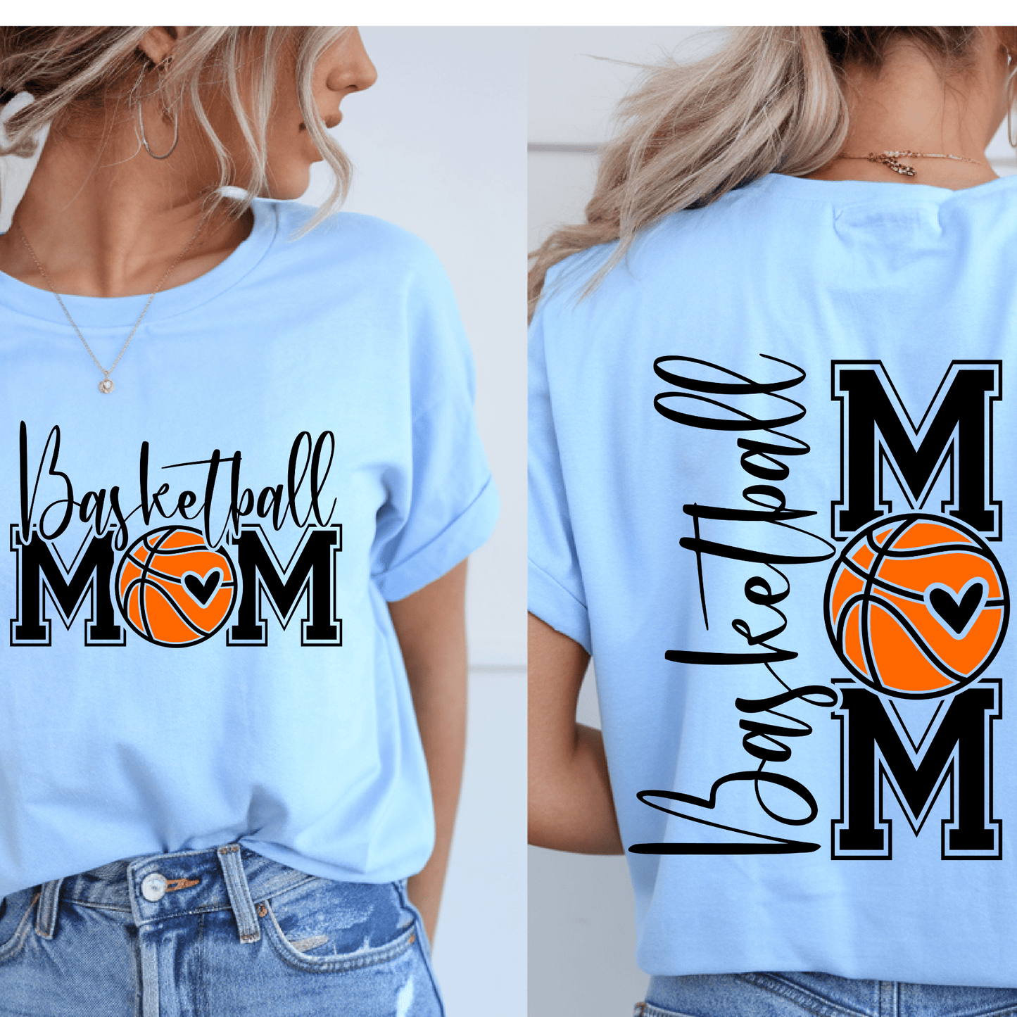 Ink and Charms Designs T-Shirt Basketball Mom Tee - Front & Back Player Support Design
