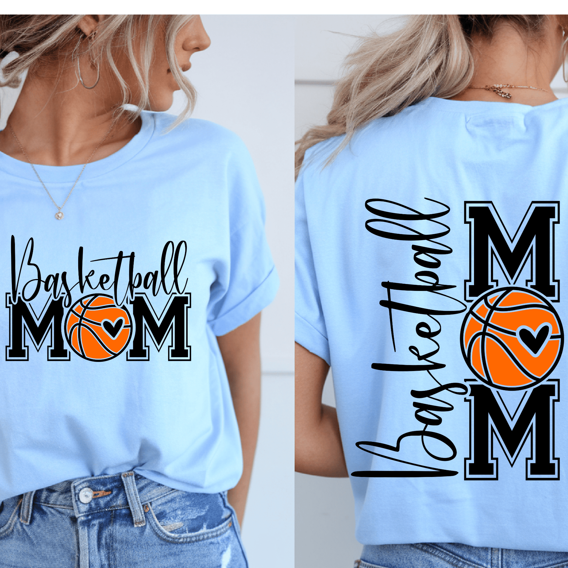 Ink and Charms Designs T-Shirt Basketball Mom Tee - Front & Back Player Support Design