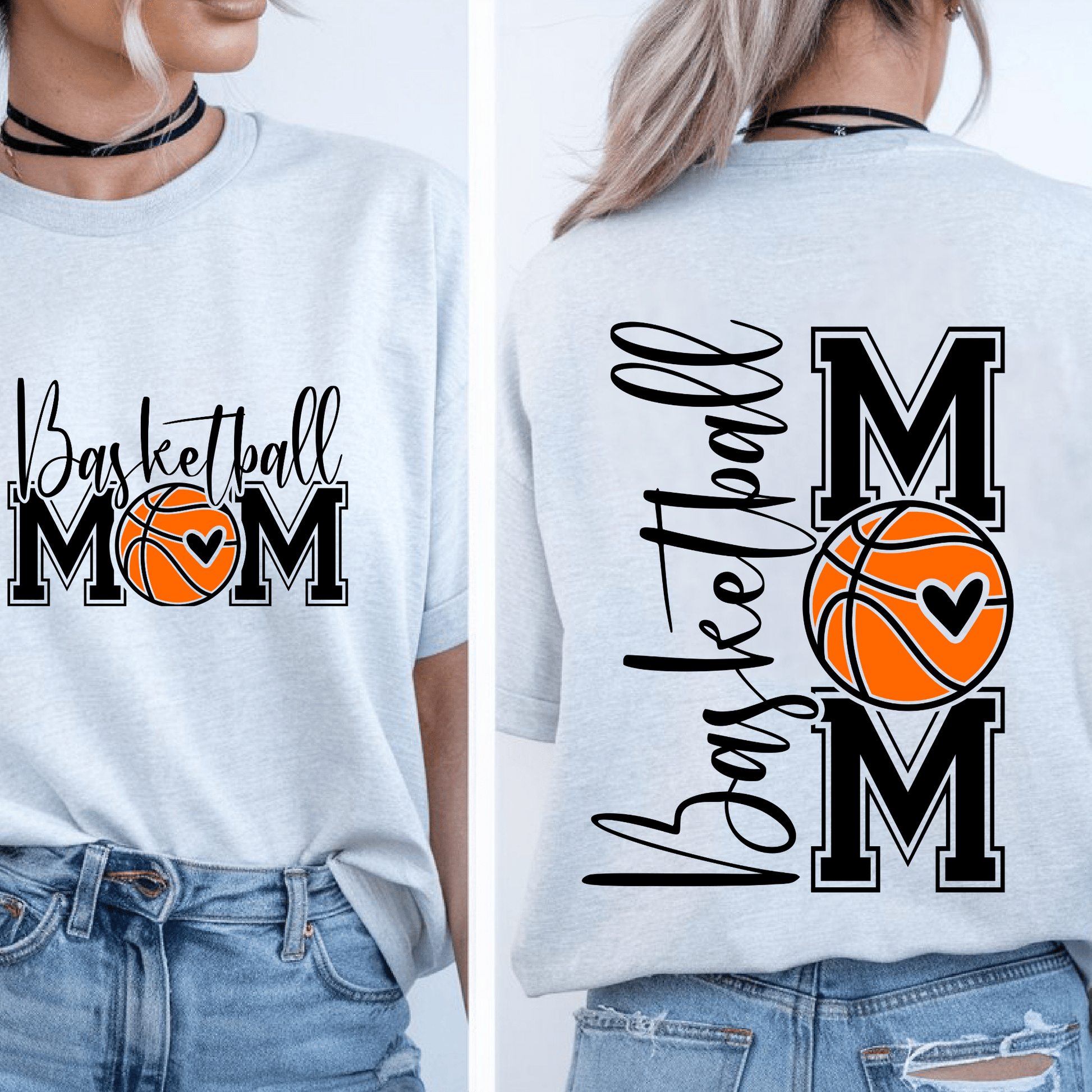 Ink and Charms Designs T-Shirt Basketball Mom Tee - Front & Back Player Support Design