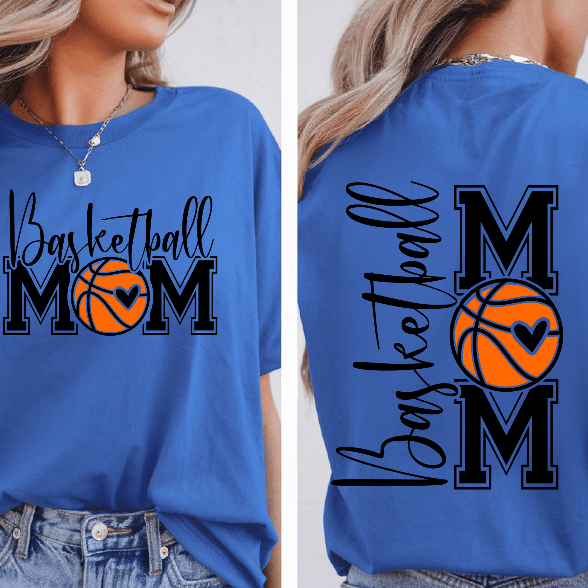 Ink and Charms Designs T-Shirt Basketball Mom Tee - Front & Back Player Support Design