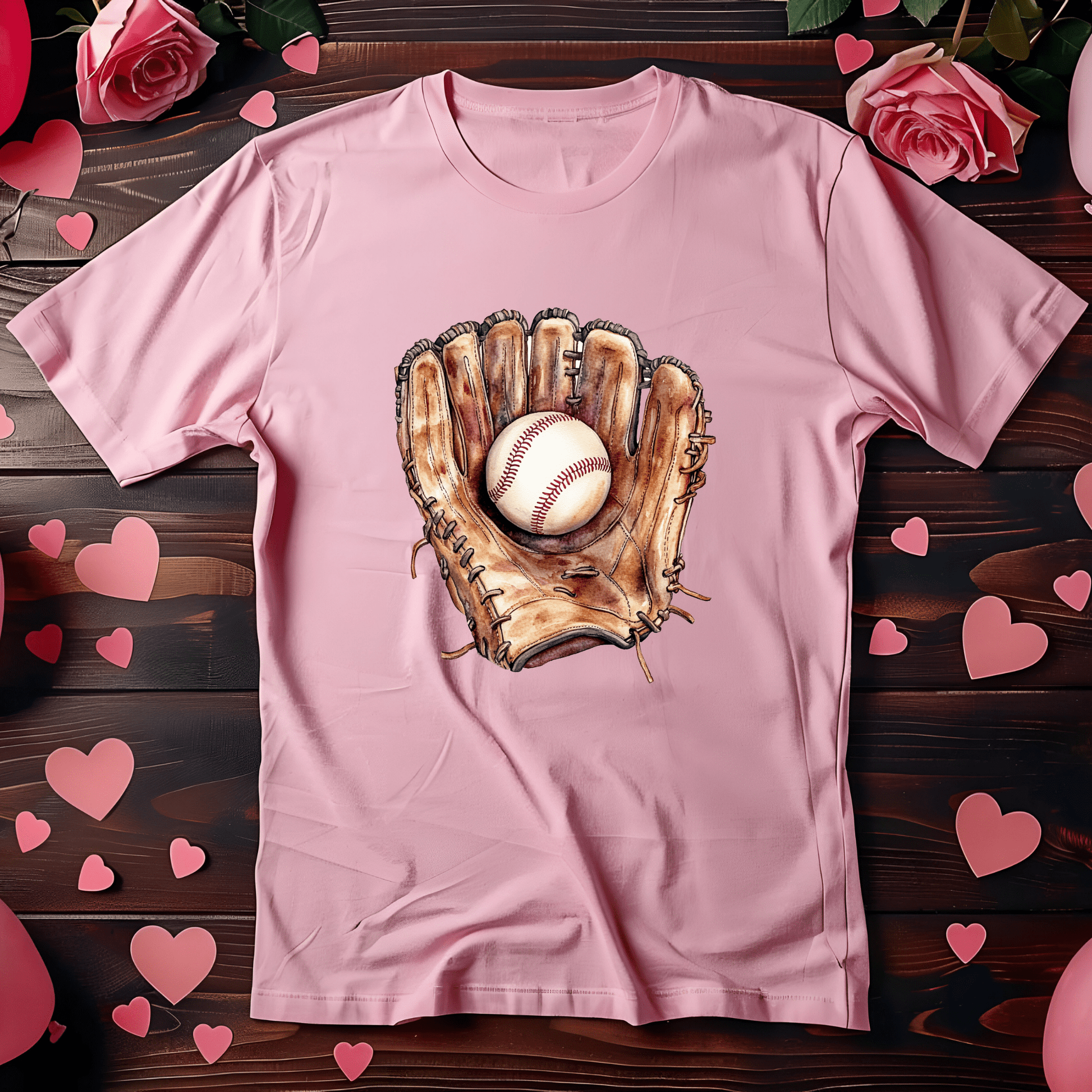 Ink and Charms Designs T-Shirt Classic Baseball Hoodie - Vintage Glove & Ball Design for Players & Fans