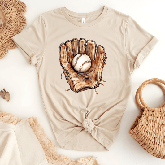 Ink and Charms Designs T-Shirt Classic Baseball Hoodie - Vintage Glove & Ball Design for Players & Fans