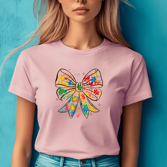 Ink and Charms Designs T-Shirt Empowering Minds - Autism bow design