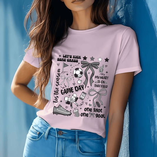 Ink and Charms Designs T-Shirt Girly Soccer Hoodie - Cute Bow & Ball Design for Players & Fans