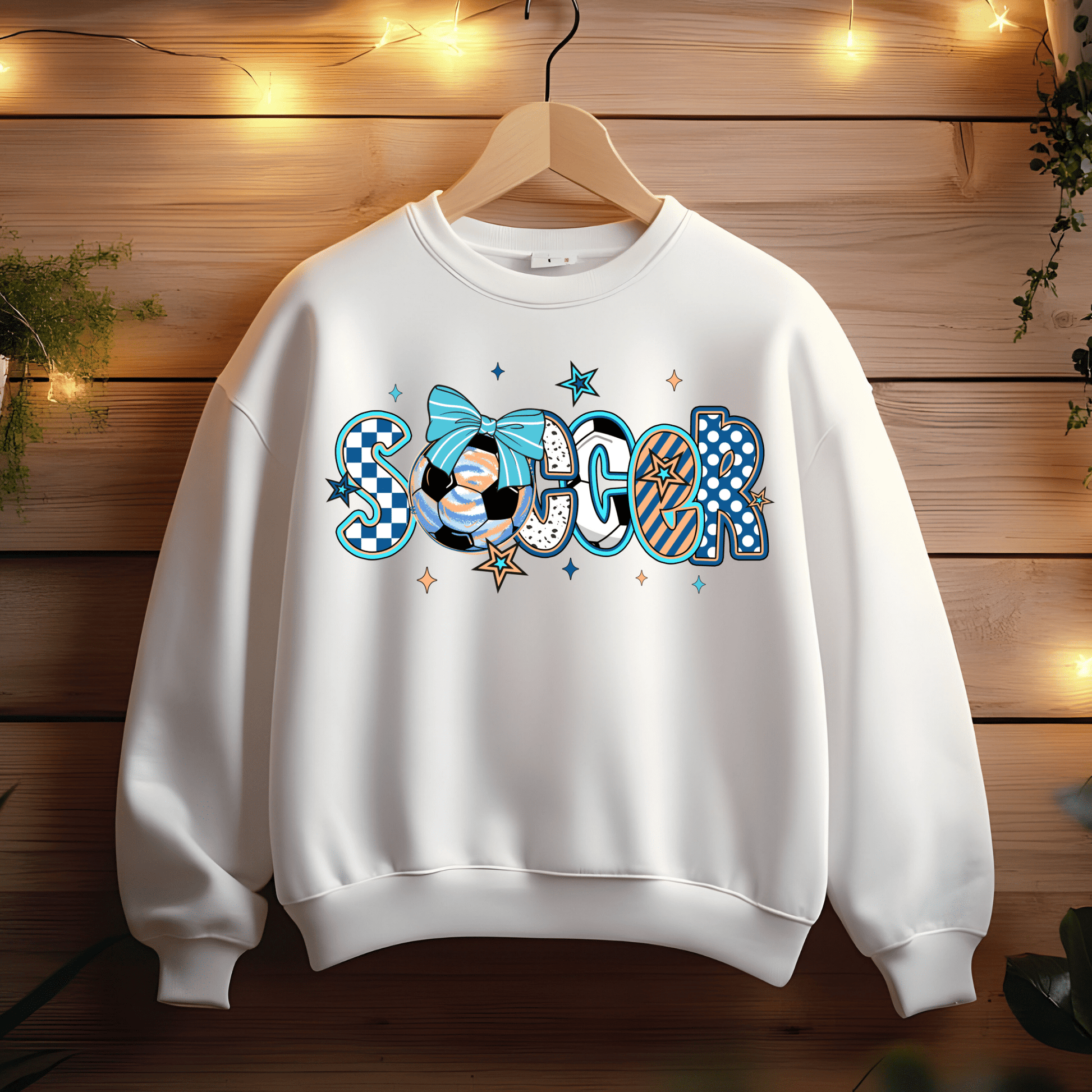 Ink and Charms Designs T-Shirt Girly Soccer Word Art Hoodie – Stylish Sporty Apparel with Bow Design