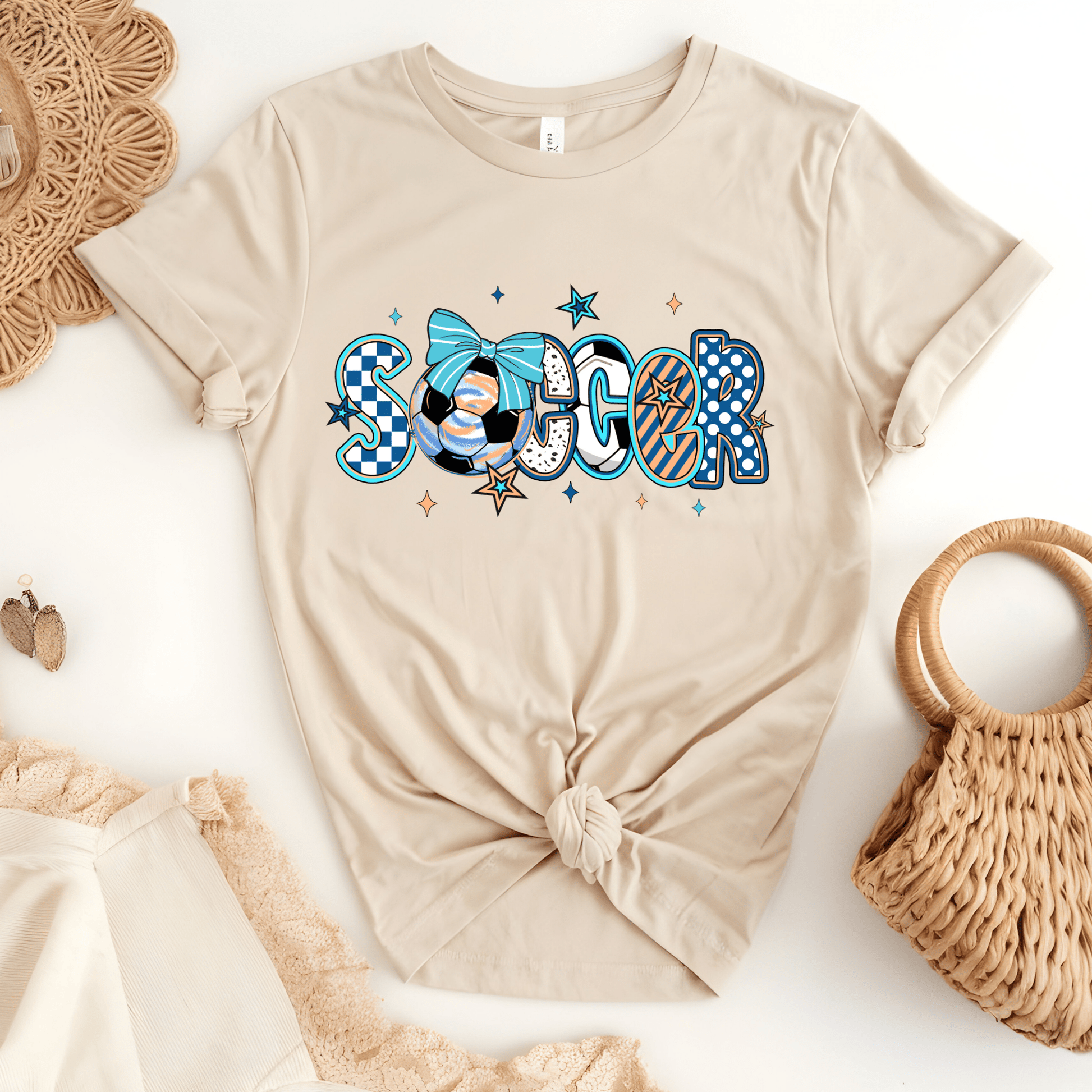 Ink and Charms Designs T-Shirt Girly Soccer Word Art Hoodie – Stylish Sporty Apparel with Bow Design