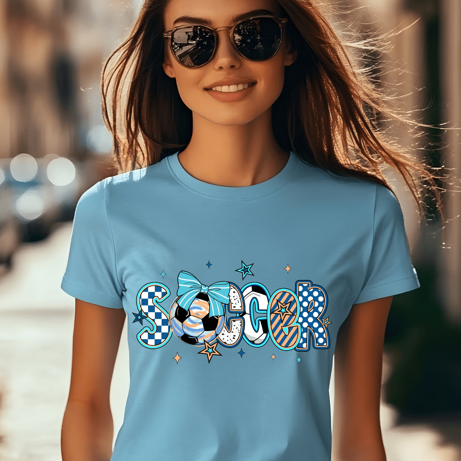 Ink and Charms Designs T-Shirt Girly Soccer Word Art Hoodie – Stylish Sporty Apparel with Bow Design