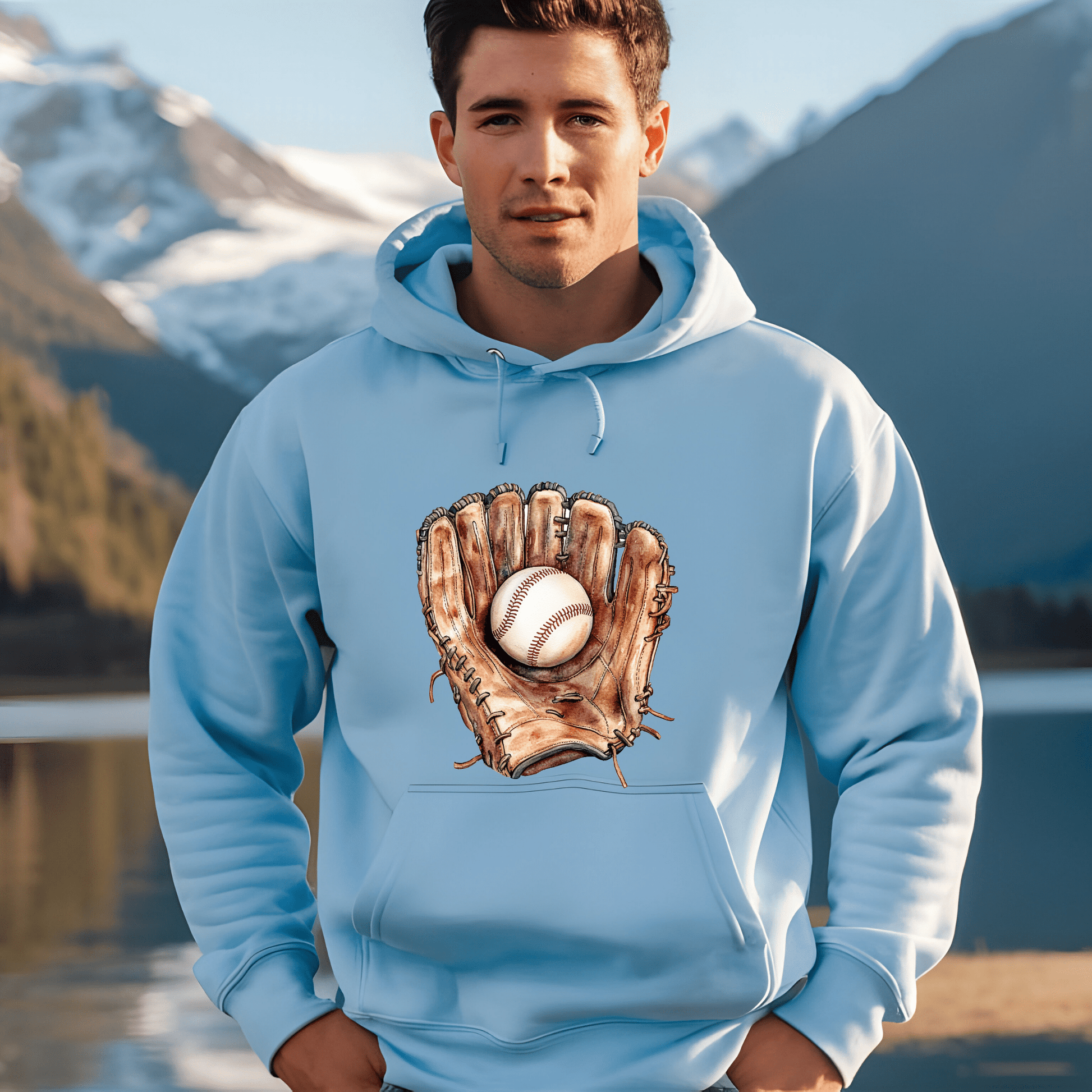 Ink and Charms Designs T-Shirt Hoodie / White / S Classic Baseball Hoodie - Vintage Glove & Ball Design for Players & Fans