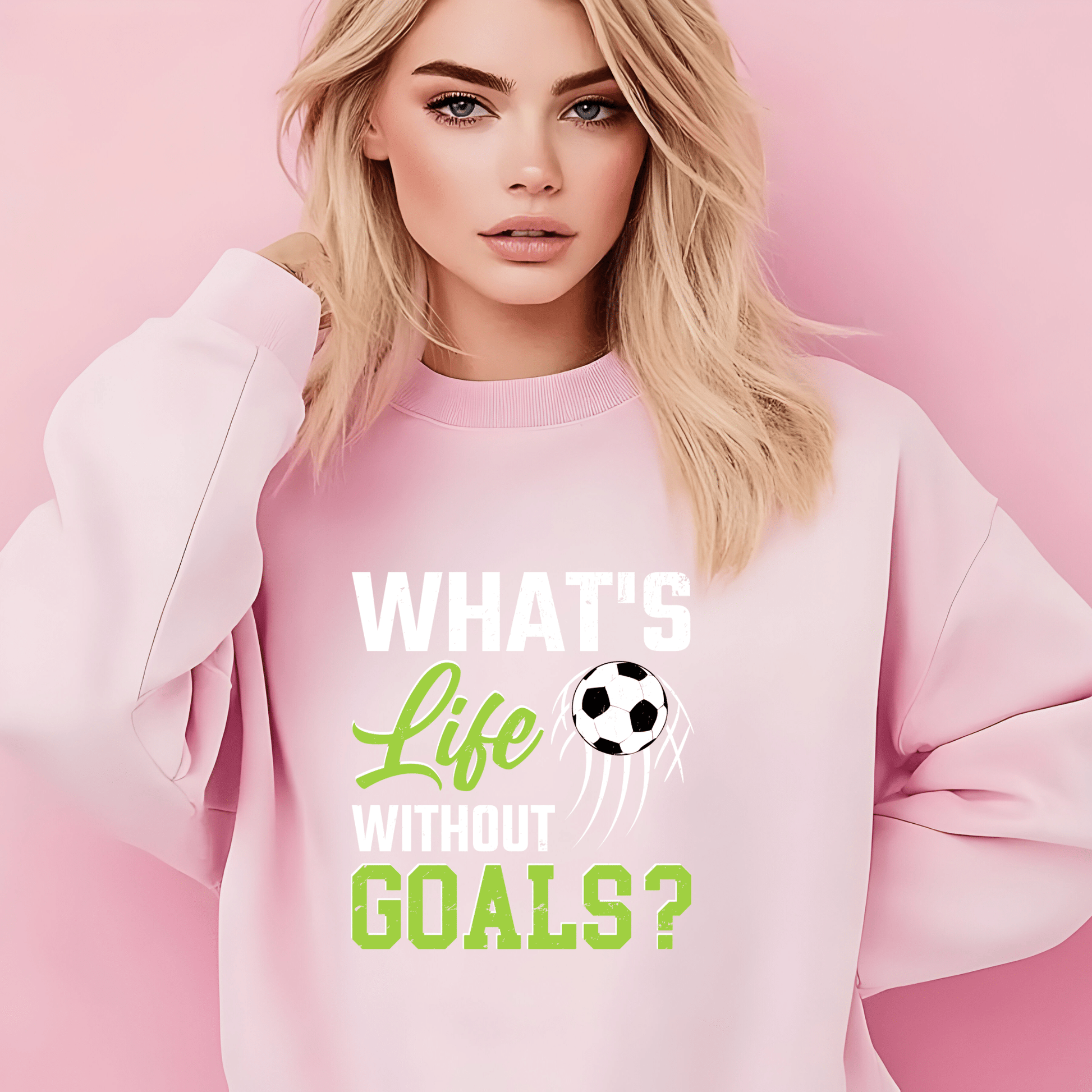 Ink and Charms Designs T-Shirt Soccer Motivational Hoodie - 'What's Life Without Goals?' Design