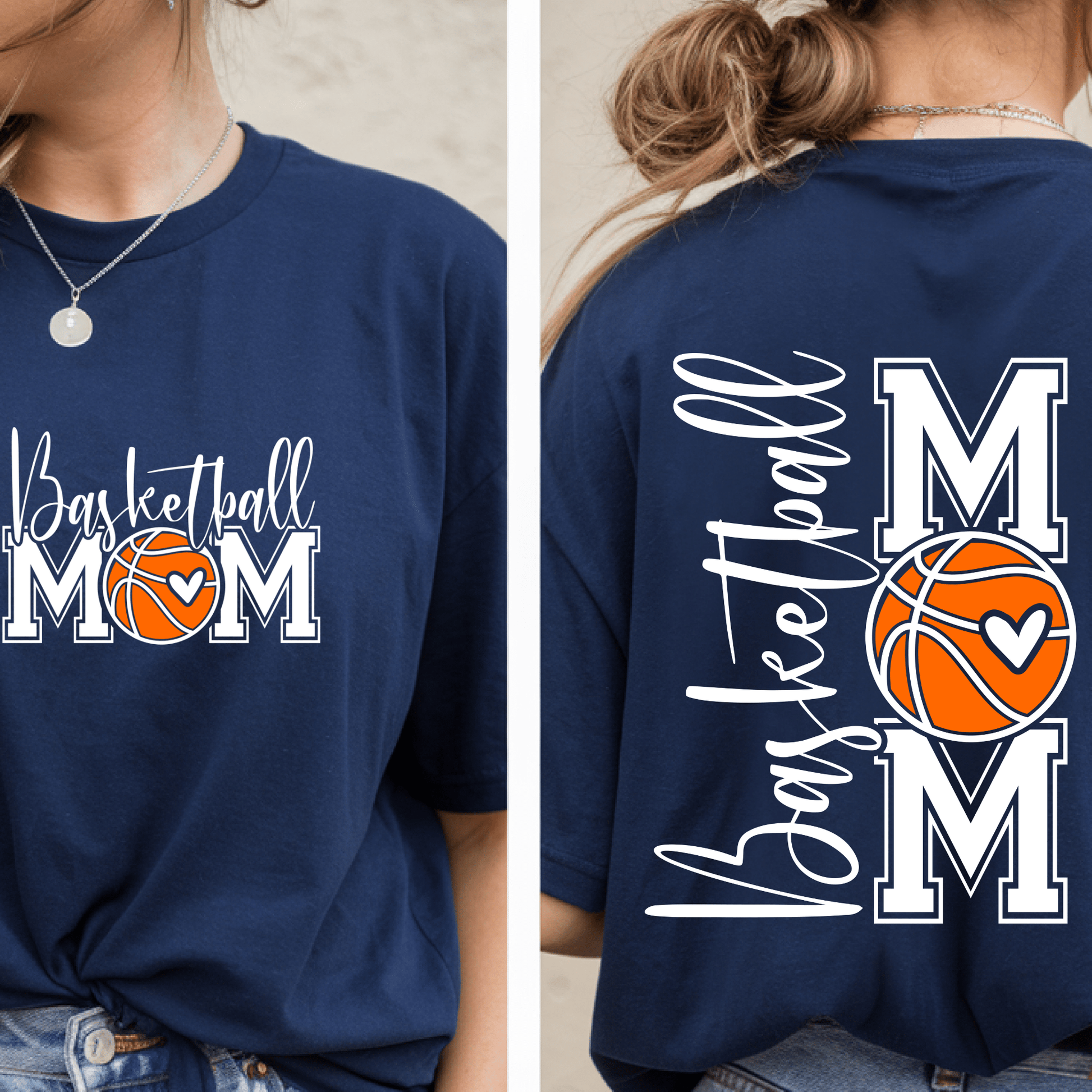 Ink and Charms Designs T-Shirt Sweatshirt / White / XS Basketball Mom Tee - Front & Back Player Support Design