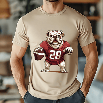 Ink and Charms Designs T-Shirt T-shirt / White / XS Bulldog Football T-shirt- Playful Dog & Game Day Design