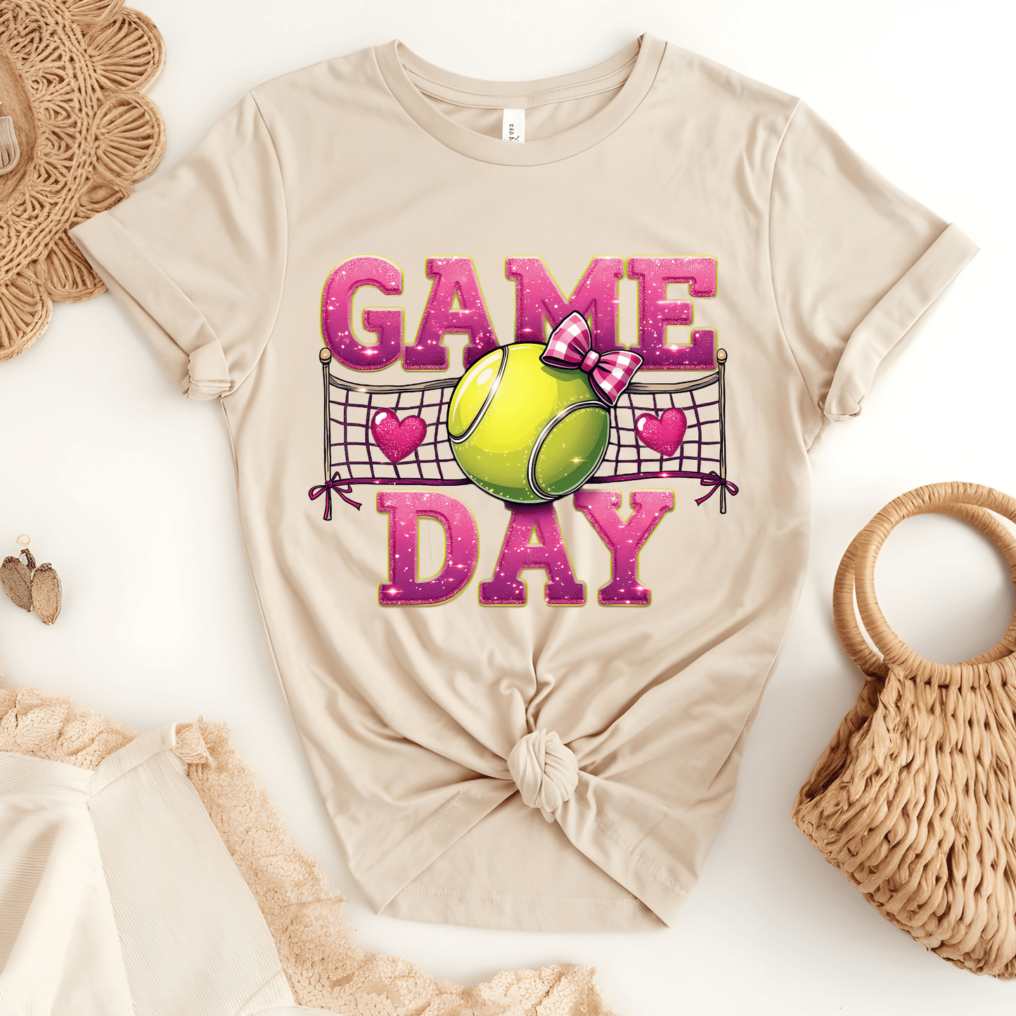 Ink and Charms Designs T-Shirt Tennis Game Day Hoodie - Classic Ball & Court-Ready Design