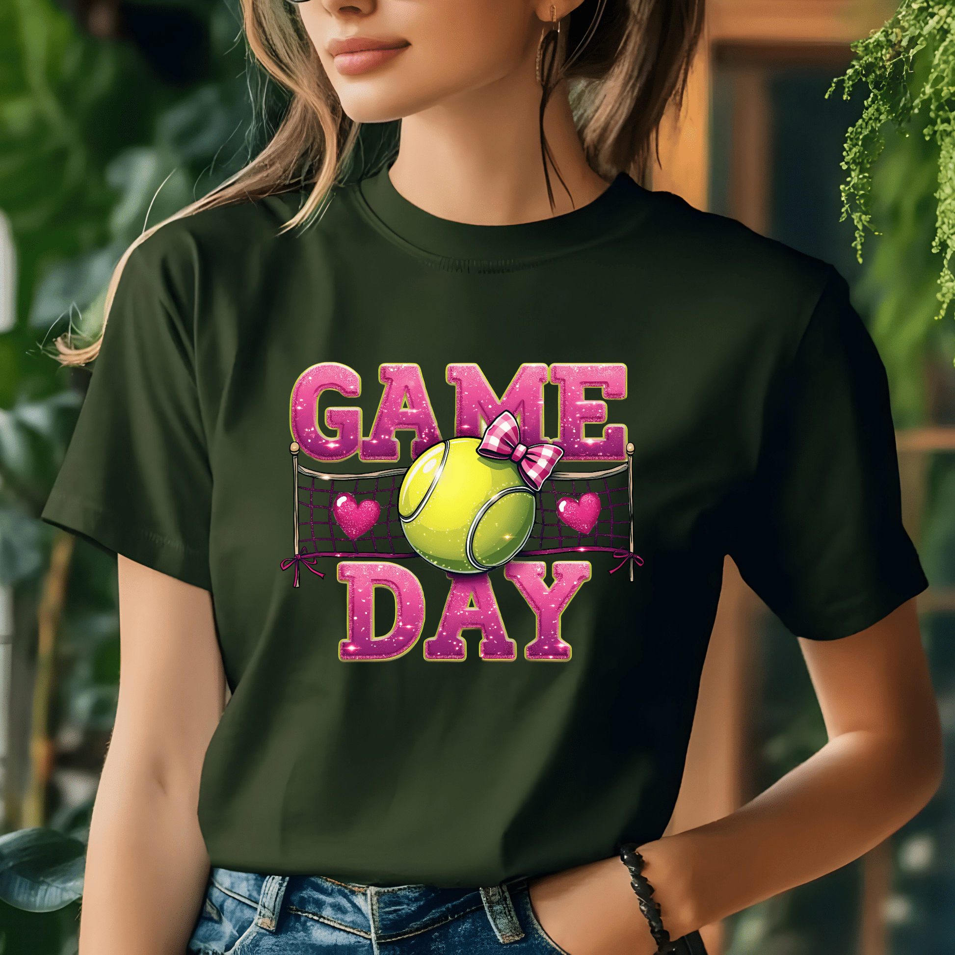 Ink and Charms Designs T-Shirt Tennis Game Day Hoodie - Classic Ball & Court-Ready Design