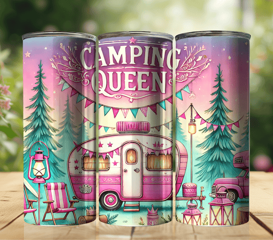 Ink and Charms Designs Tumblers Camping queen 20oz_Stright_Tumbler