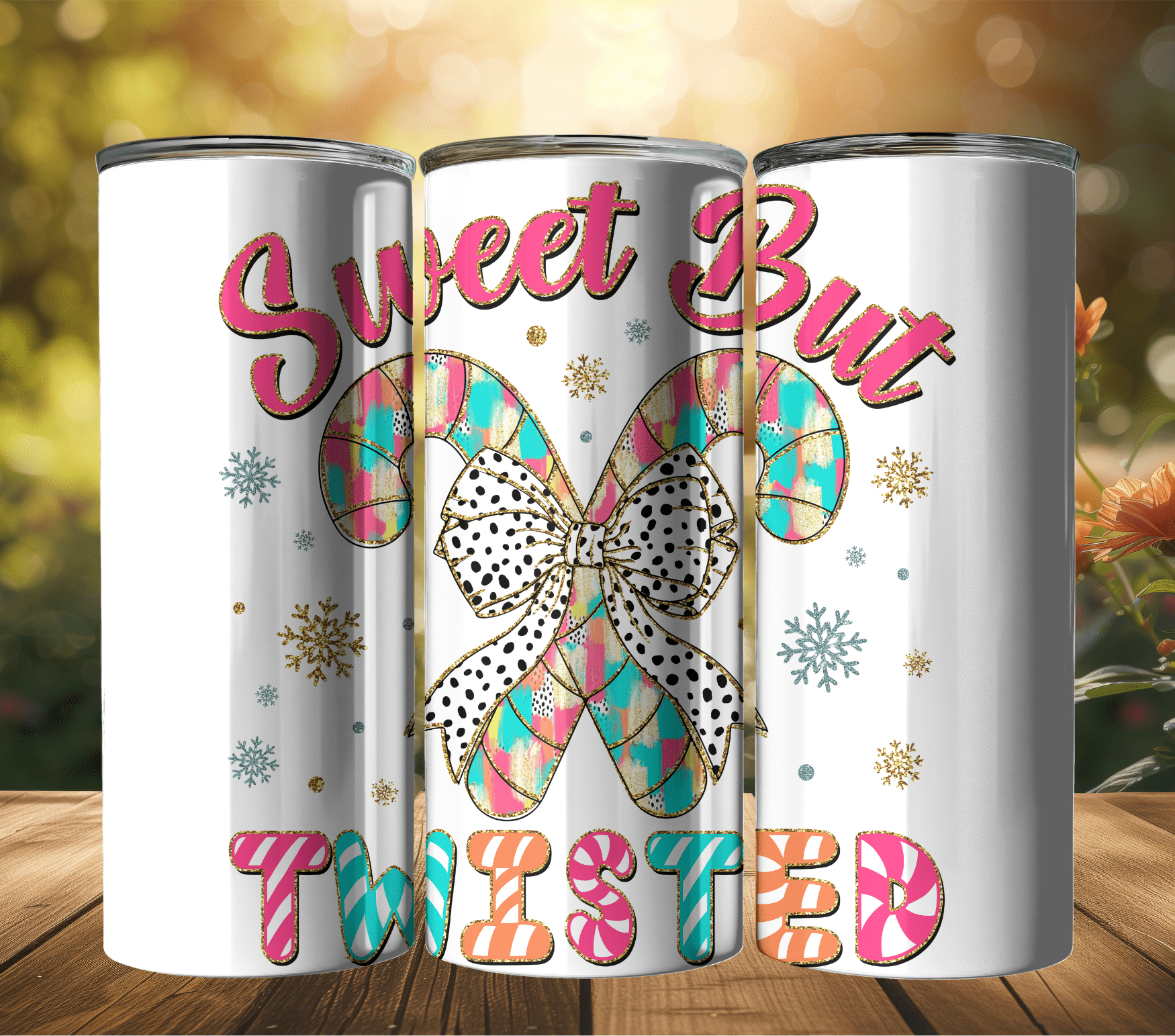 Ink and Charms Designs Tumblers Sweet but Twisted Christmas Candy Canes Design -  20oz Straight Skinny Tumbler