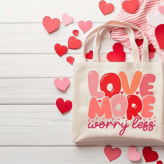 Ink and Charms Designs Love More, Worry Less Tote Bag
