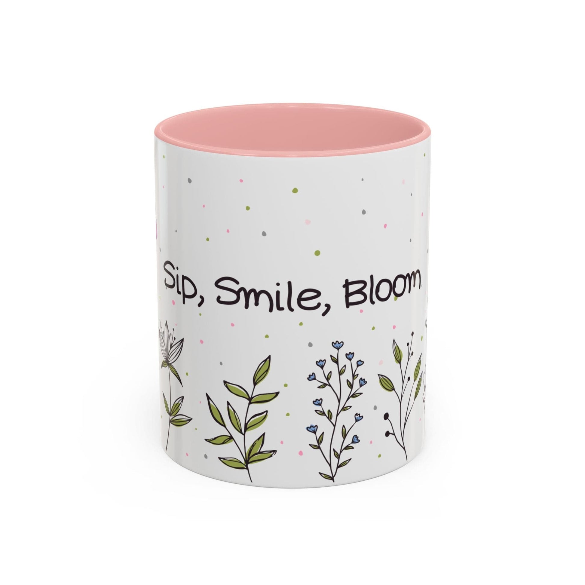 Ink and Charms Designs Mug 11oz / Pink Mug Sip Smile Bloom Plant Coffee Mug (11, 15oz)