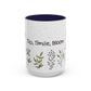 Ink and Charms Designs Mug 15oz / Navy Mug Sip Smile Bloom Plant Coffee Mug (11, 15oz)