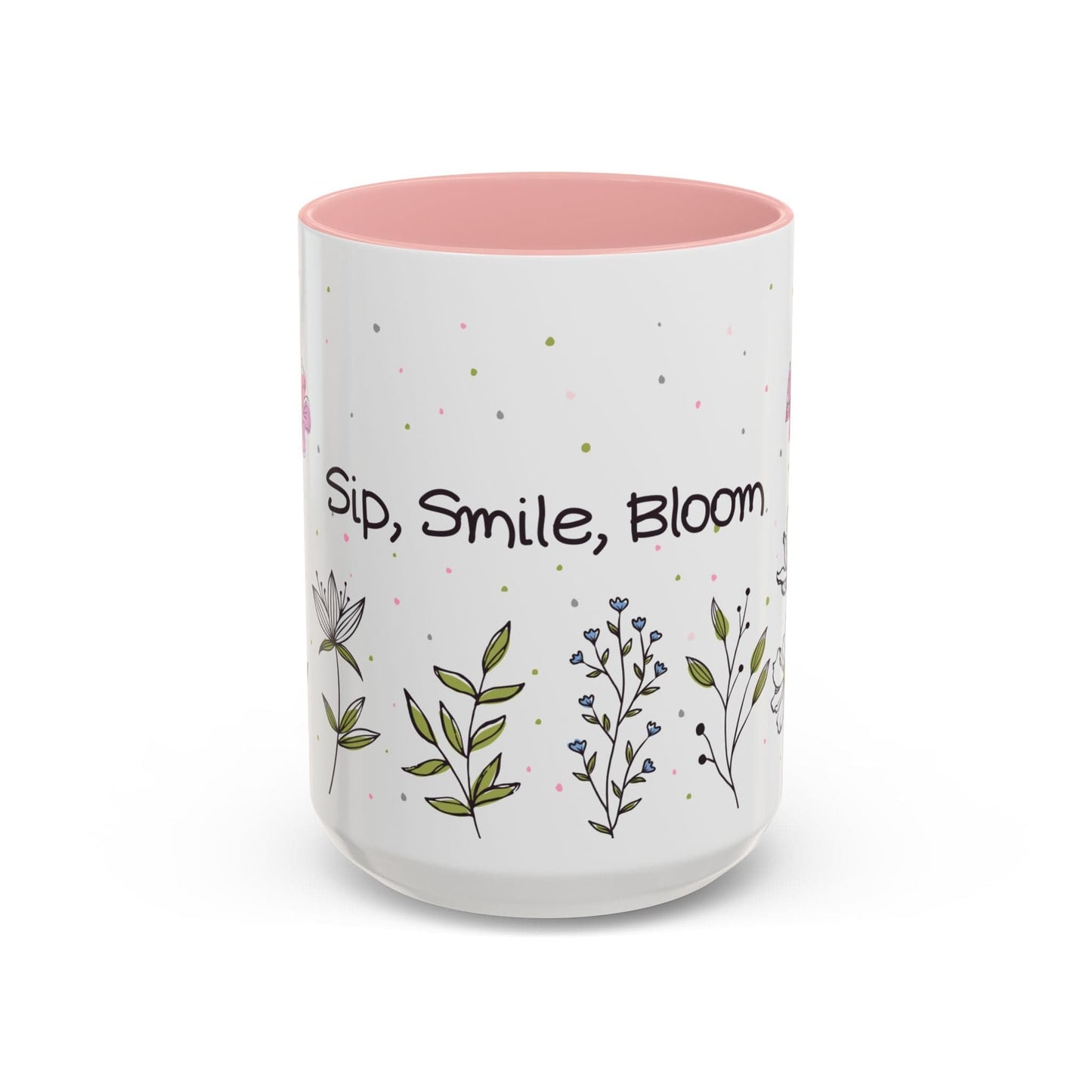 Ink and Charms Designs Mug 15oz / Pink Mug Sip Smile Bloom Plant Coffee Mug (11, 15oz)