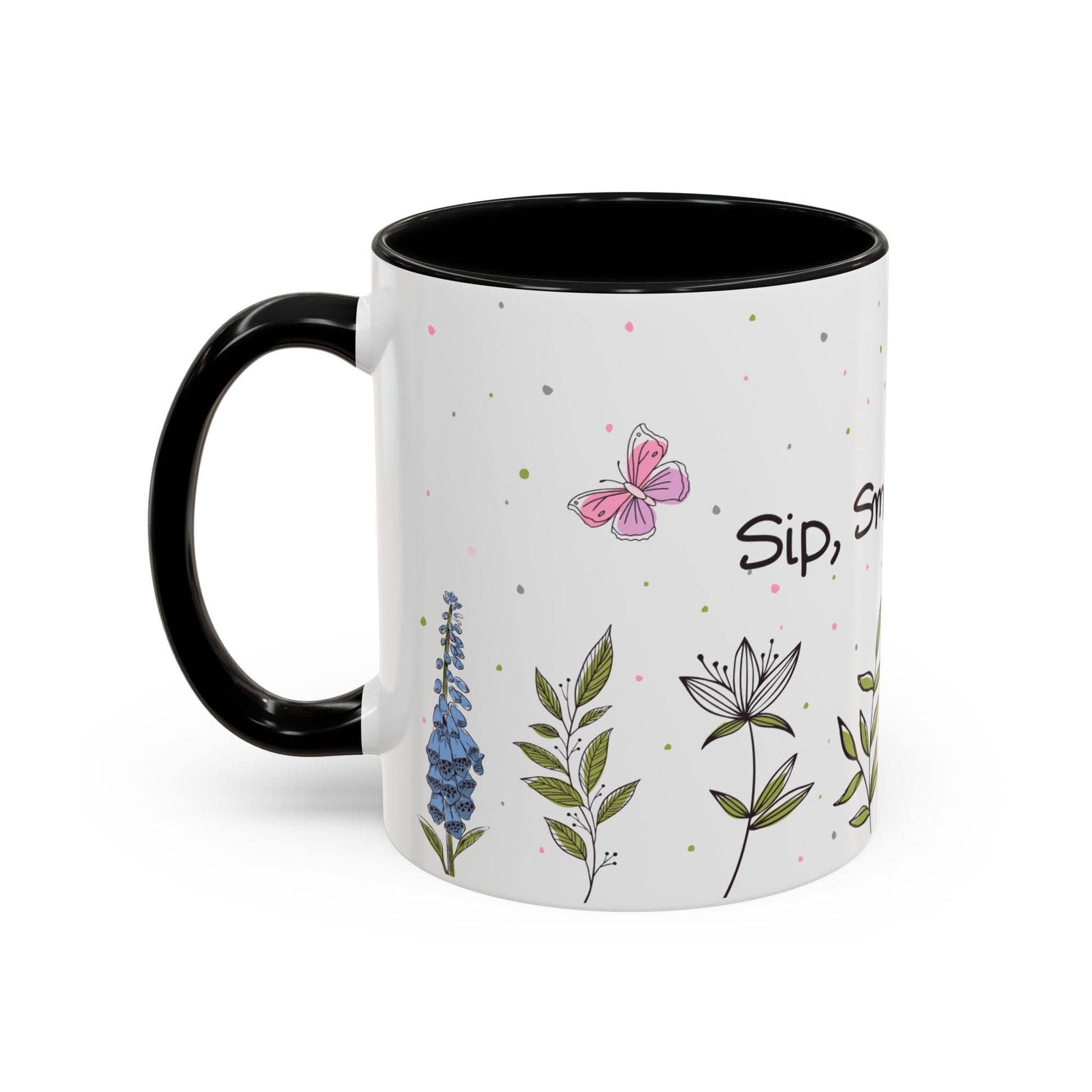 Ink and Charms Designs Mug Mug Sip Smile Bloom Plant Coffee Mug (11, 15oz)