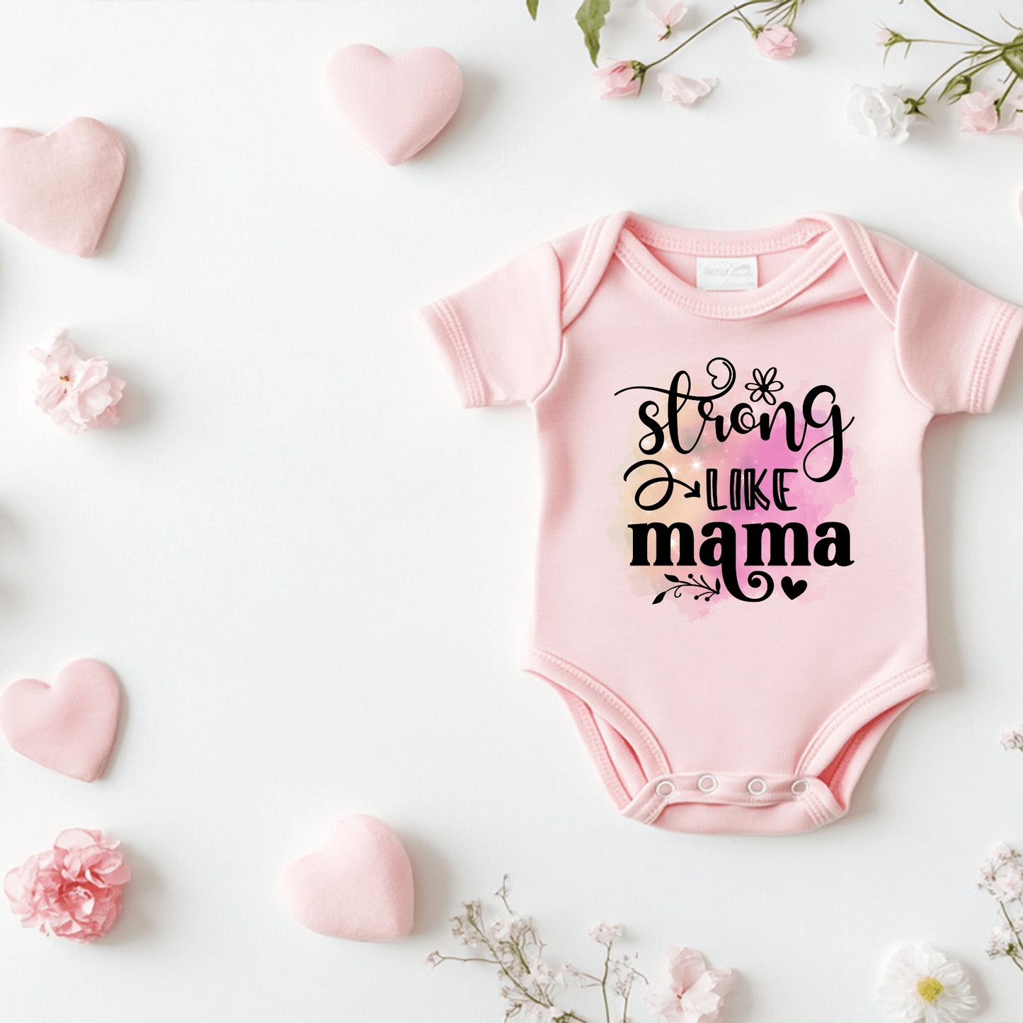 Ink and Charms Designs Onesiess "Strong Like Mama"- Baby Onesie