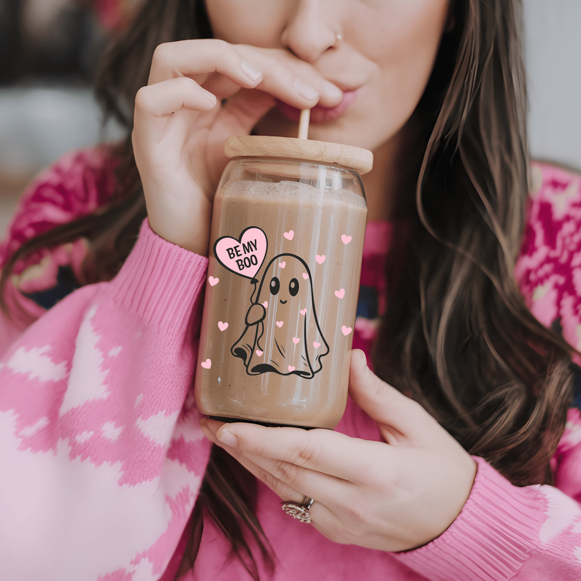 Ink and Charms Designs Sipper Glass Libby Glass Be My Boo Valentine's 16oz Sipper Glass - 8 designs to choose from