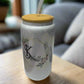 Ink and Charms Designs Sipper Glass With lid and straw / 16oz Personalized Floral Sipper Glass, 16oz - Initial and Name Design