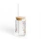 Ink and Charms Designs Sipper Glass With lid and straw / 16oz Personalized Floral Sipper Glass, 16oz - Initial and Name Design