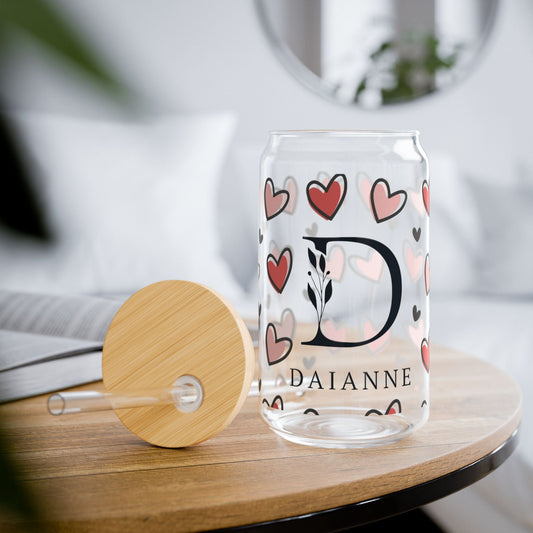 Ink and Charms Designs Sipper Glass With lid and straw / 16oz Sipper Glass - Personalized