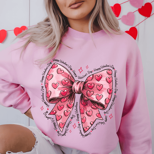 Ink and Charms Designs Sweatshirt Bow and Hearts Valentine’s Day Sweatshirt