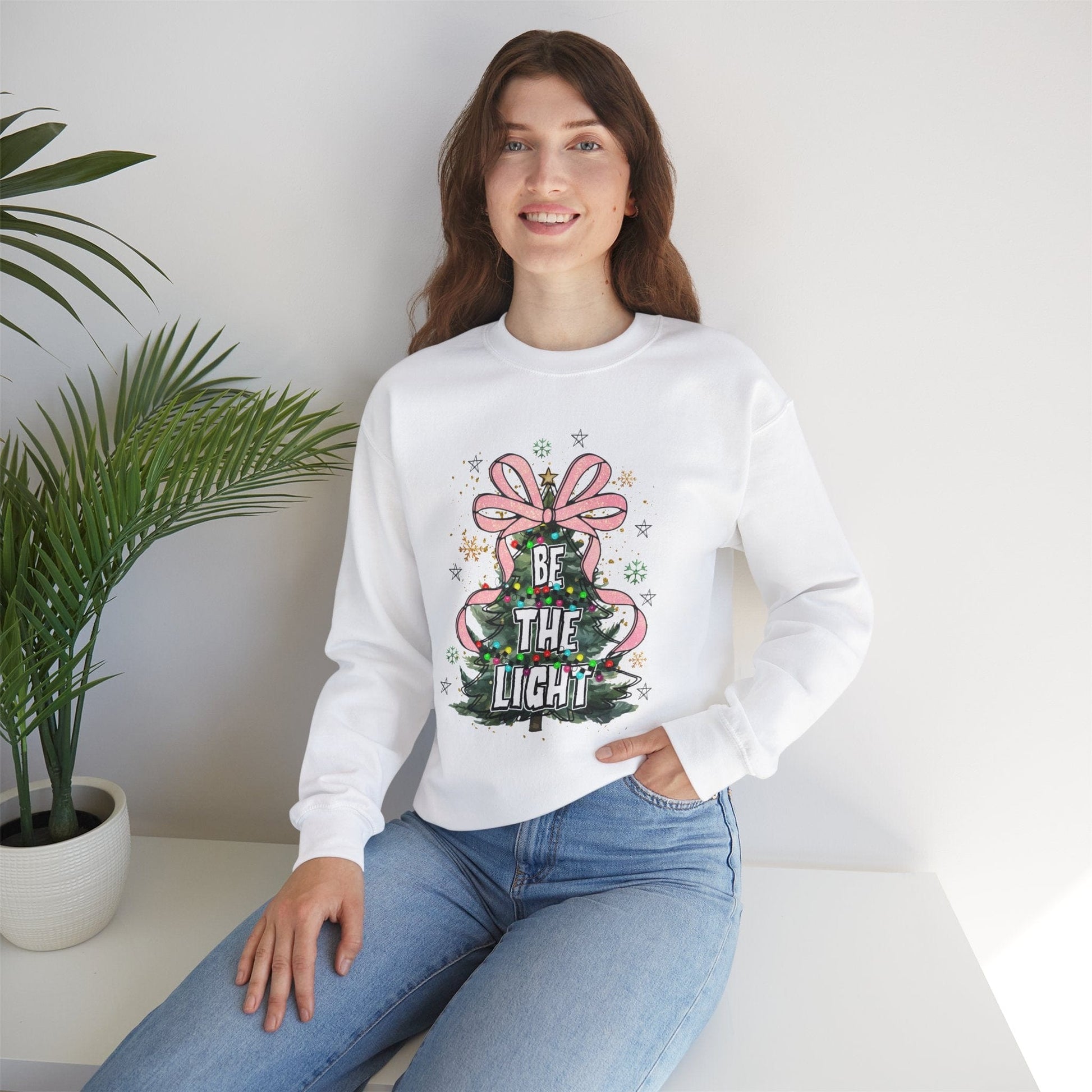 Ink and Charms Designs Sweatshirt Christmas Tree Bow Crewneck Sweatshirt