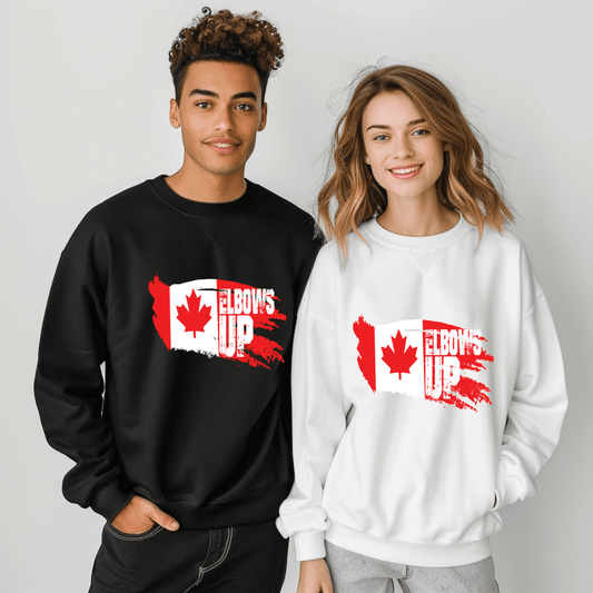 Ink and Charms Designs Sweatshirt "ELBOWS UP" Apparel Collection: Wear Your Canadian Pride with Strength!