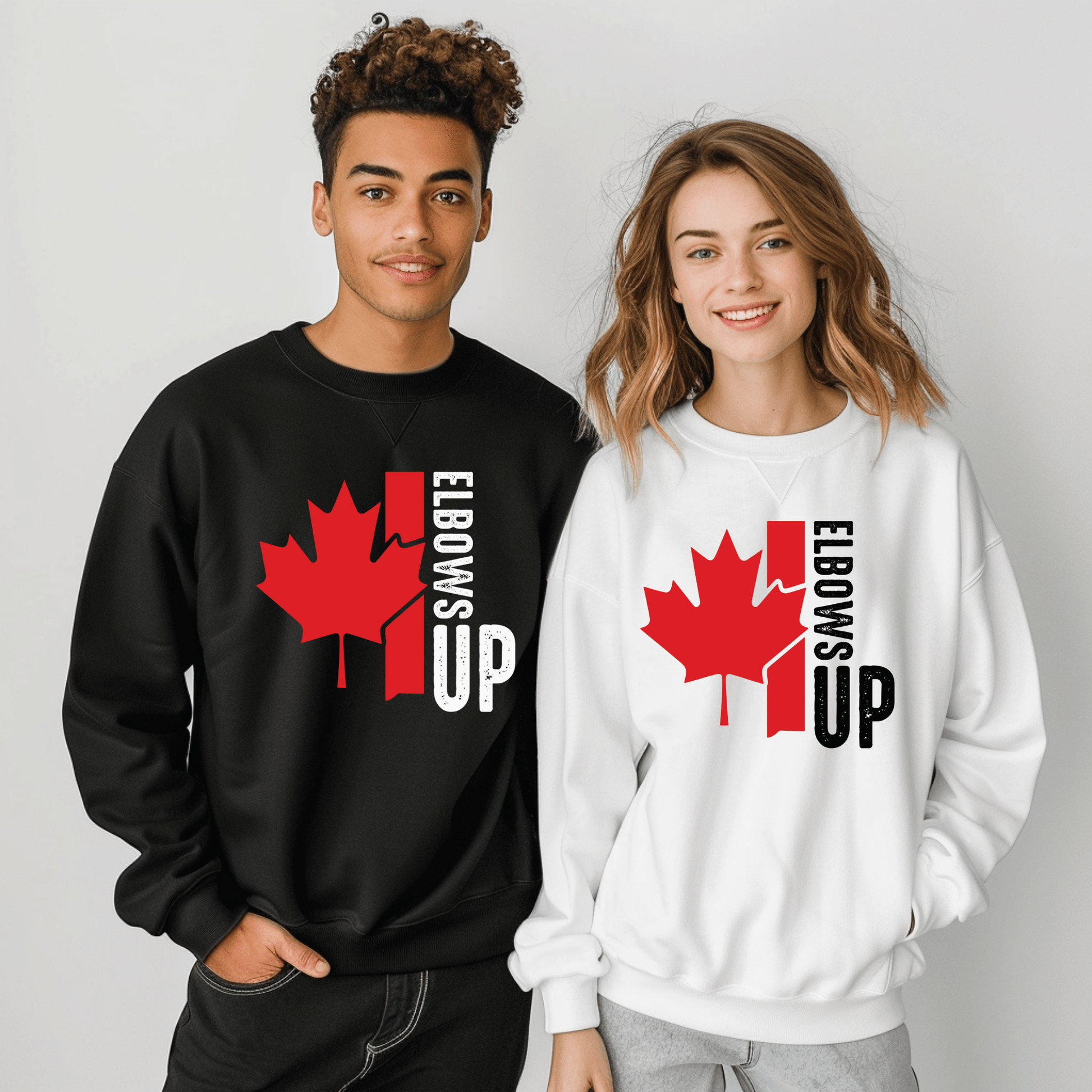 Ink and Charms Designs Sweatshirt "ELBOWS UP" Apparel Collection: Wear Your Canadian Pride with Strength!