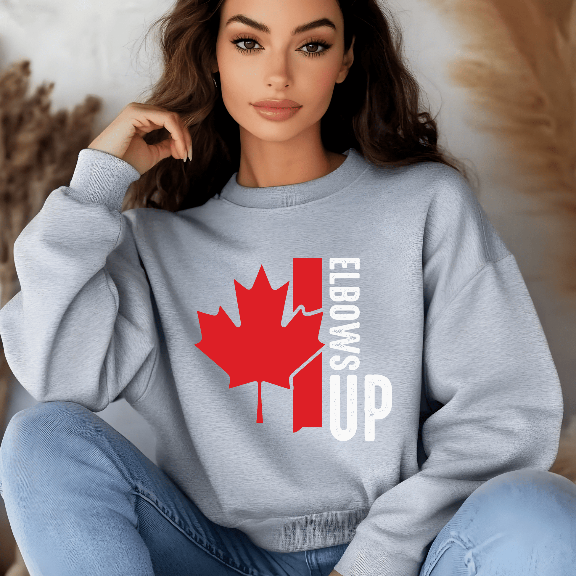 Ink and Charms Designs Sweatshirt "ELBOWS UP" Apparel Collection: Wear Your Canadian Pride with Strength!