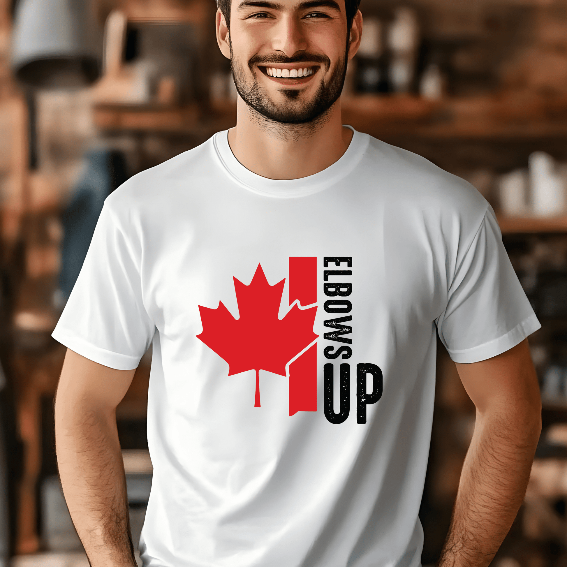 Ink and Charms Designs Sweatshirt "ELBOWS UP" Apparel Collection: Wear Your Canadian Pride with Strength!