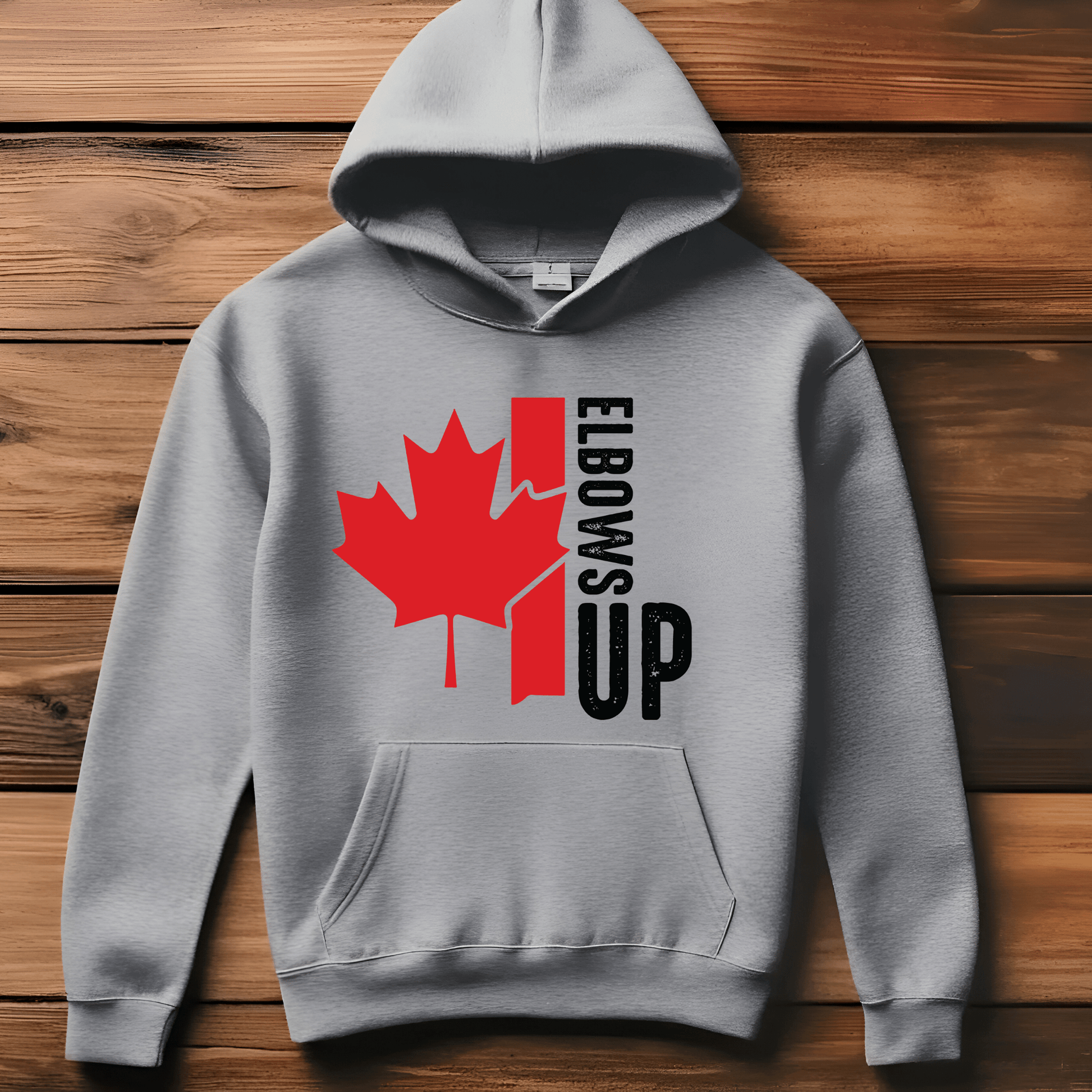 Ink and Charms Designs Sweatshirt "ELBOWS UP" Apparel Collection: Wear Your Canadian Pride with Strength!