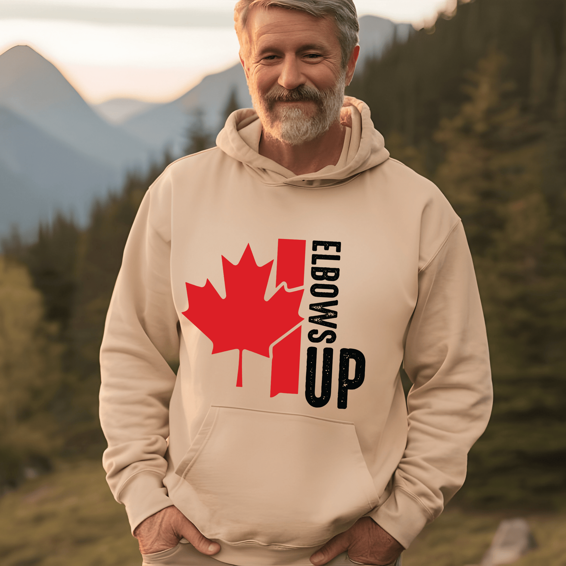 Ink and Charms Designs Sweatshirt "ELBOWS UP" Apparel Collection: Wear Your Canadian Pride with Strength!