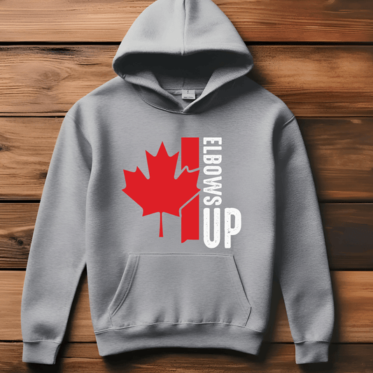 Ink and Charms Designs Sweatshirt "ELBOWS UP" Apparel Collection: Wear Your Canadian Pride with Strength!