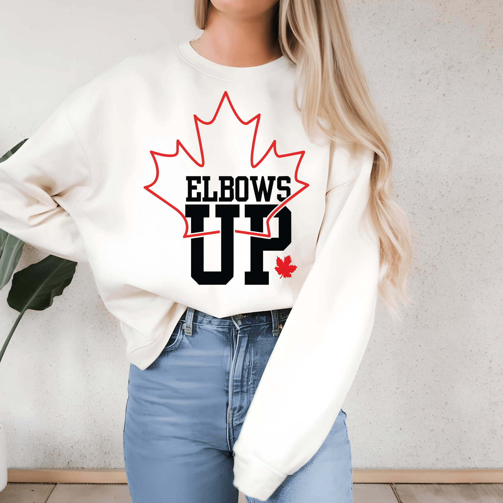 Ink and Charms Designs Sweatshirt "ELBOWS UP" Apparel Collection: Wear Your Canadian Pride with Strength!