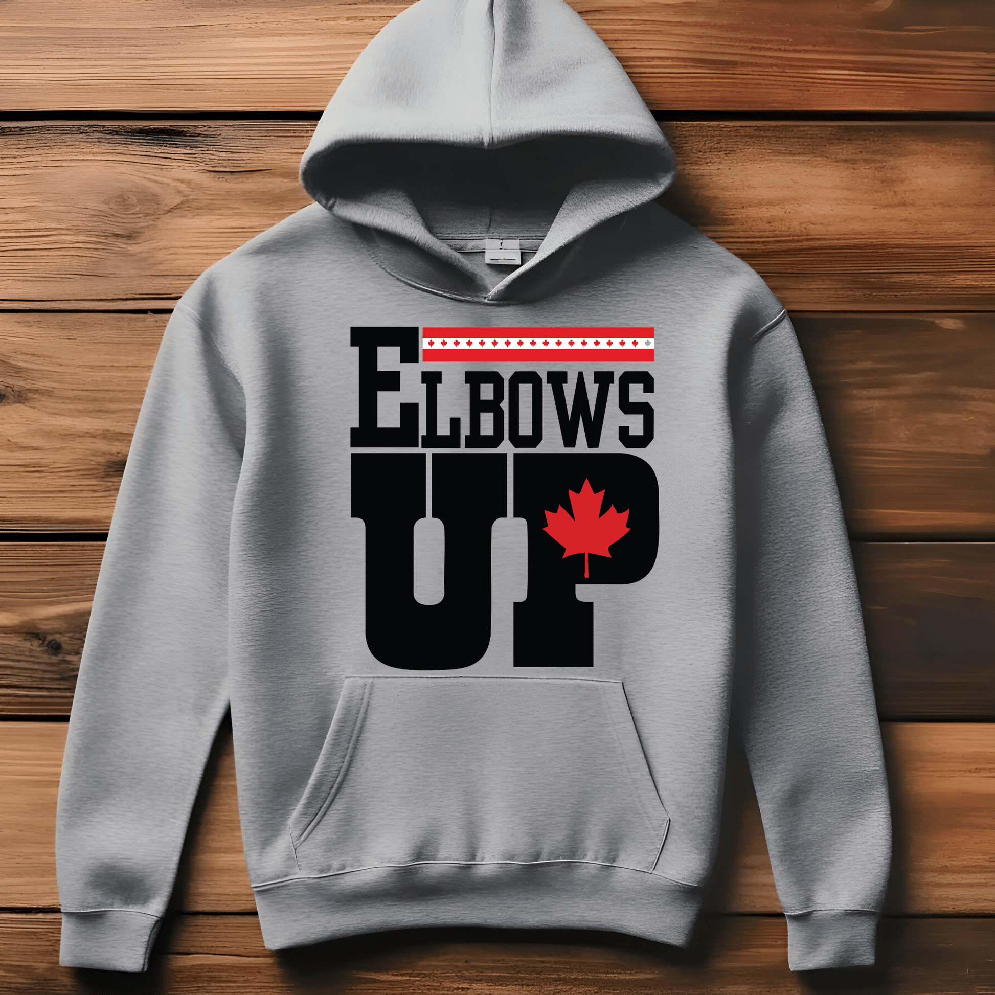 Ink and Charms Designs Sweatshirt "ELBOWS UP" Apparel Collection: Wear Your Canadian Pride with Strength!