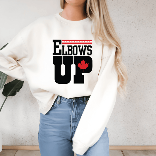 Ink and Charms Designs Sweatshirt "ELBOWS UP" Apparel Collection: Wear Your Canadian Pride with Strength!