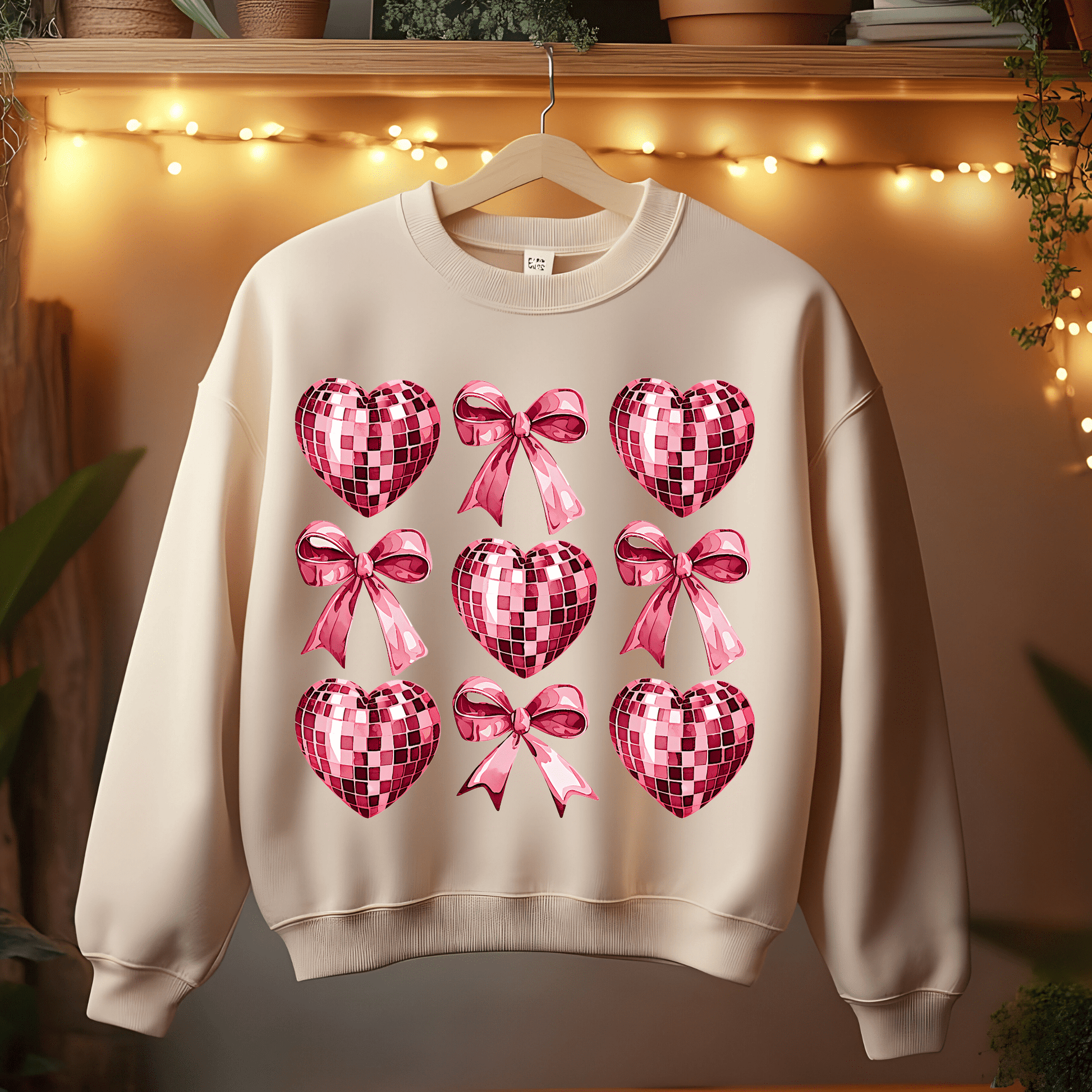 Ink and Charms Designs Sweatshirt Glitter Bows and Hearts Valentine’s Day Sweatshirt