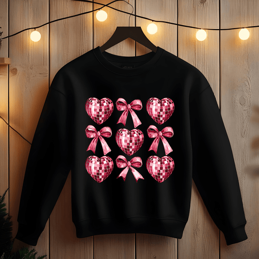 Ink and Charms Designs Sweatshirt Glitter Bows and Hearts Valentine’s Day Sweatshirt