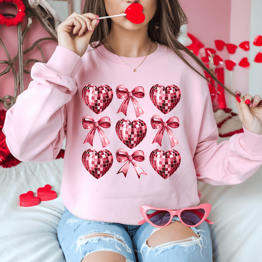 Ink and Charms Designs Sweatshirt Glitter Bows and Hearts Valentine’s Day Sweatshirt